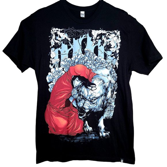 Design By Hümans DBH Red Riding Hood Big Bad Wolf Graphic Tee Shirt Sz LG - Picture 1 of 7